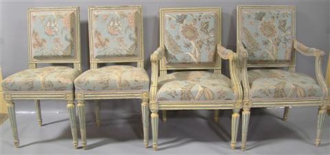 FOUR LOUIS XVI PAINTED AND CARVED