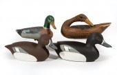 FOUR LOUISIANA CARVED DECOYSFo