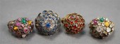 FOUR LOW PURITY GOLD AND STONE