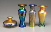 Four Lundberg art glass vases