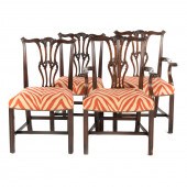 FOUR MAHOGANY CHIPPENDALE STYL