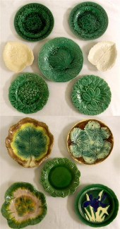 Four Majolica polychrome plate