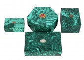 FOUR MALACHITE COVERED BOXESon