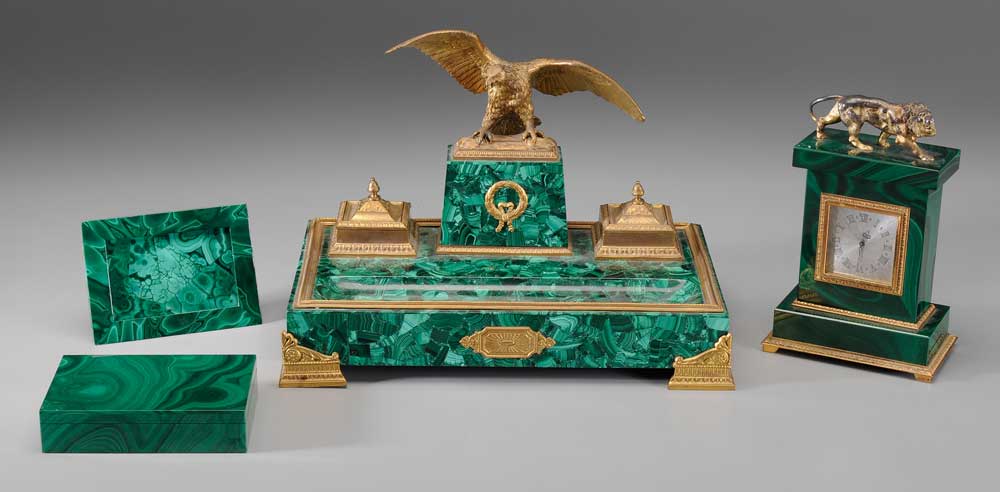 Four Malachite Desk Accessories