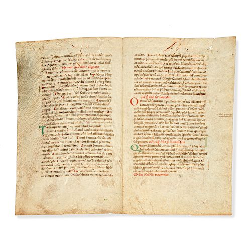 FOUR MANUSCRIPT PAGES FROM CHURCH