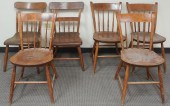 FOUR MAPLE SIDE CHAIRS AND A P