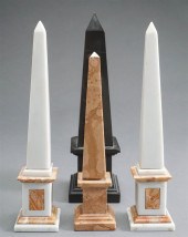 FOUR MARBLE AND SLATE OBELISKS
