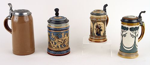 FOUR MARKED GERMAN METTLACH