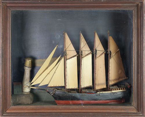 FOUR-MASTED CLIPPER SHIP SHADOWBOX,