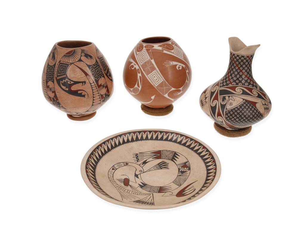 FOUR MATA ORTIZ POTTERY VESSELSFour