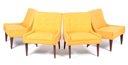 FOUR MCM TUFTED CLUB CHAIRSFOUR MCM