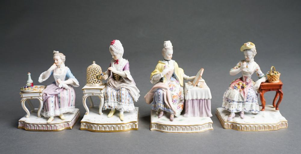 FOUR MEISSEN ALLEGORICAL FIGURES