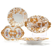 FOUR MEISSEN GOLD ENCRUSTED FO
