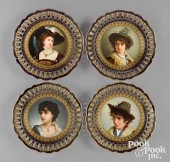 FOUR MEISSEN PAINTED PORCELAIN