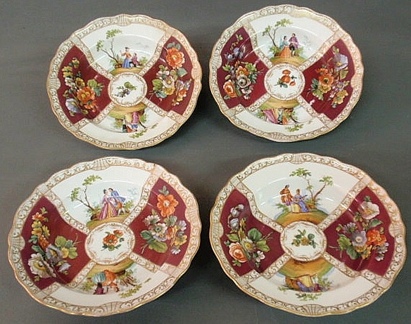Four Meissen porcelain bowls.