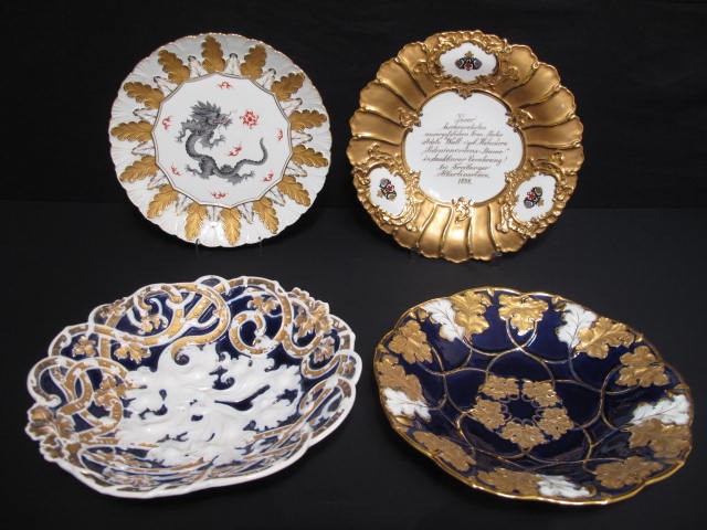 Four Meissen porcelain chargers.