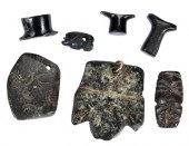 FOUR MESOAMERICAN CARVED JADE