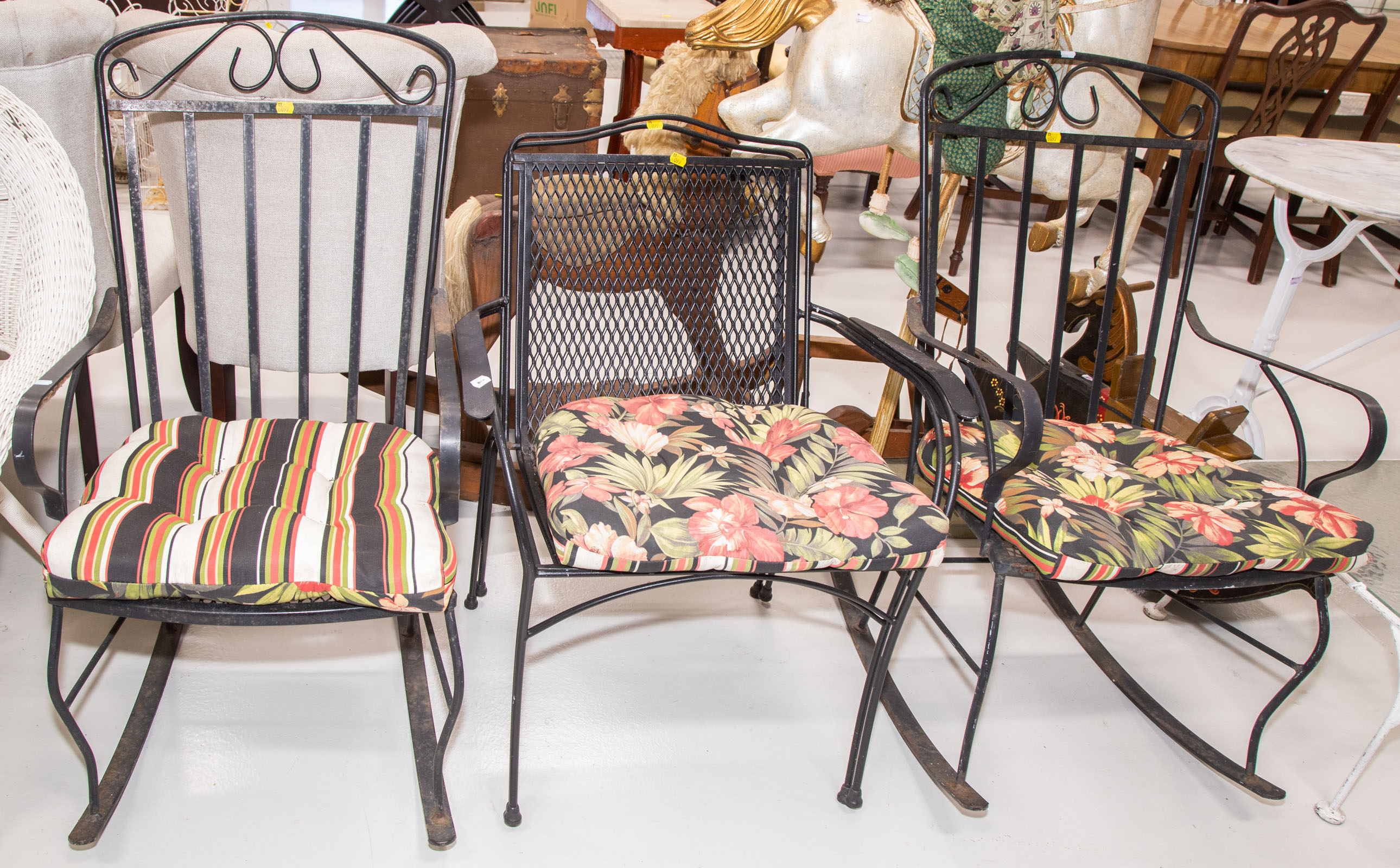 FOUR METAL PATIO FURNITURE ARM