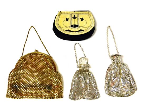 Four metallic purses including:
