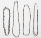 FOUR MEXICAN SILVER NECKLACES<