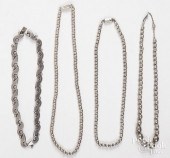 FOUR MEXICAN SILVER NECKLACESF