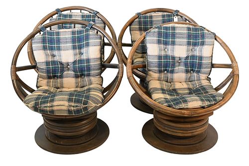 FOUR MID CENTURY BENTWOOD ROUND