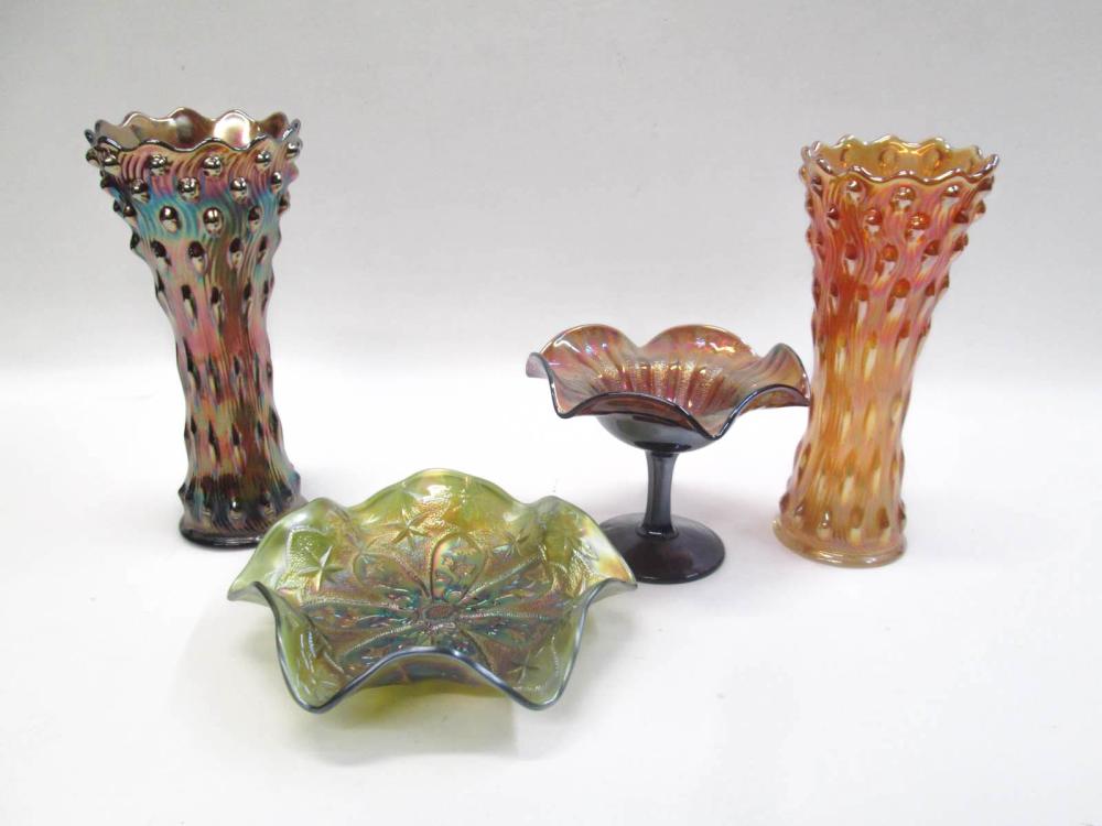 FOUR MILLERSBURG CARNIVAL GLASS