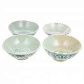FOUR MING COBALT DECORATED FOO