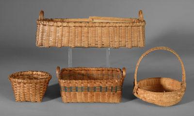Four miniature baskets: one