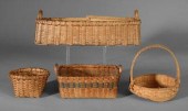 Four miniature baskets: one re