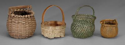 Four miniature baskets: one