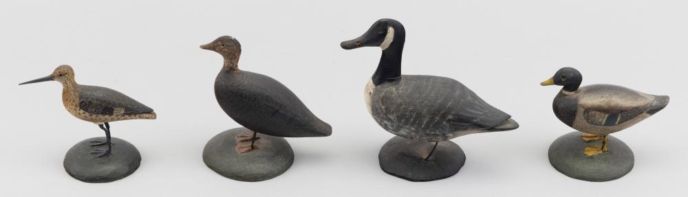 FOUR MINIATURE BIRD CARVINGS