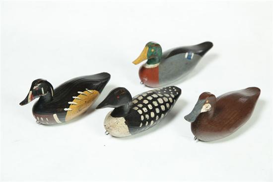 FOUR MINIATURE DECOYS.  Back Bay