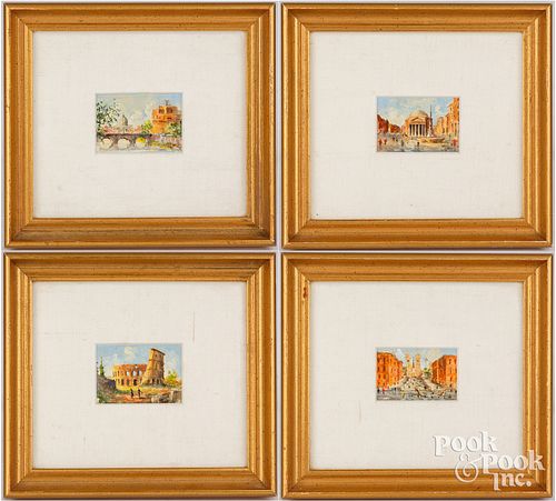 FOUR MINIATURE OIL PAINTINGSFour