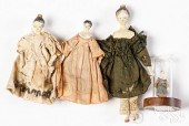 FOUR MINIATURE PEG WOODEN DOLL