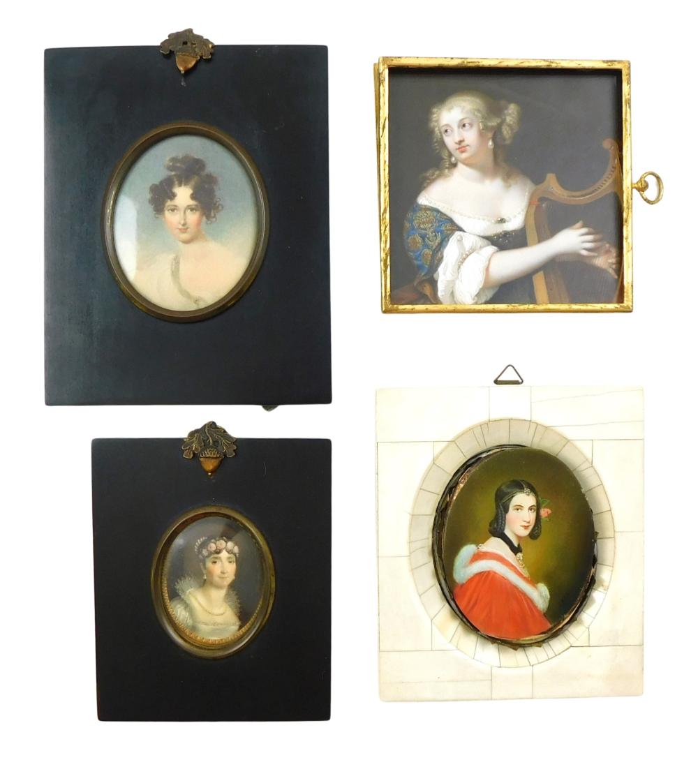 FOUR MINIATURE PORTRAITS OF
