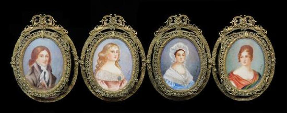FOUR MINIATURE PORTRAITS ON