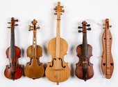 FOUR MINIATURE VIOLINS AND A D