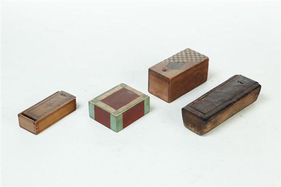 FOUR MINIATURE WHIMSEY BOXES. 