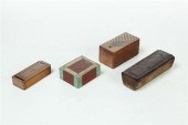 FOUR MINIATURE WHIMSEY BOXES.