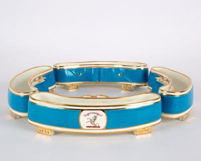 Four Minton turquoise ground