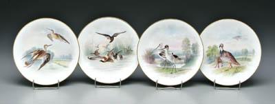 Four Mintons bird plates: red