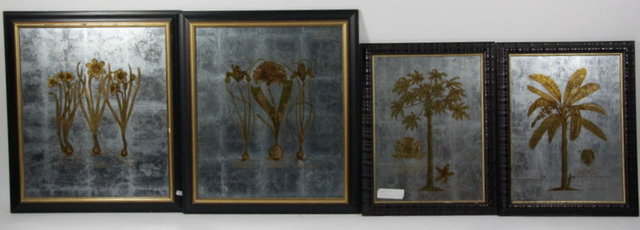 Four mirror botanical engravings
