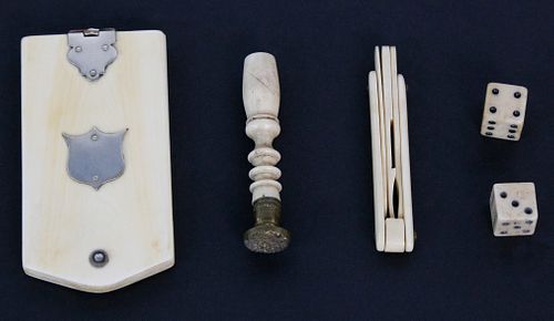 FOUR MISC. 19TH C. WHALE IVORY