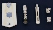 FOUR MISC. 19TH C. WHALE IVORY