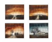 FOUR MIXED MEDIA LANDSCAPES BY