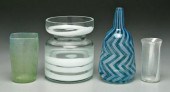 Four modern art glass vases: o