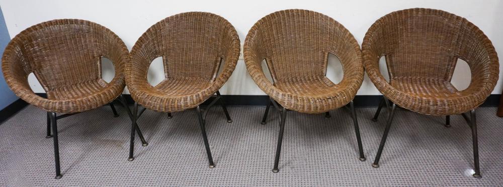 FOUR MODERN WICKER PATIO CHAIRSFour