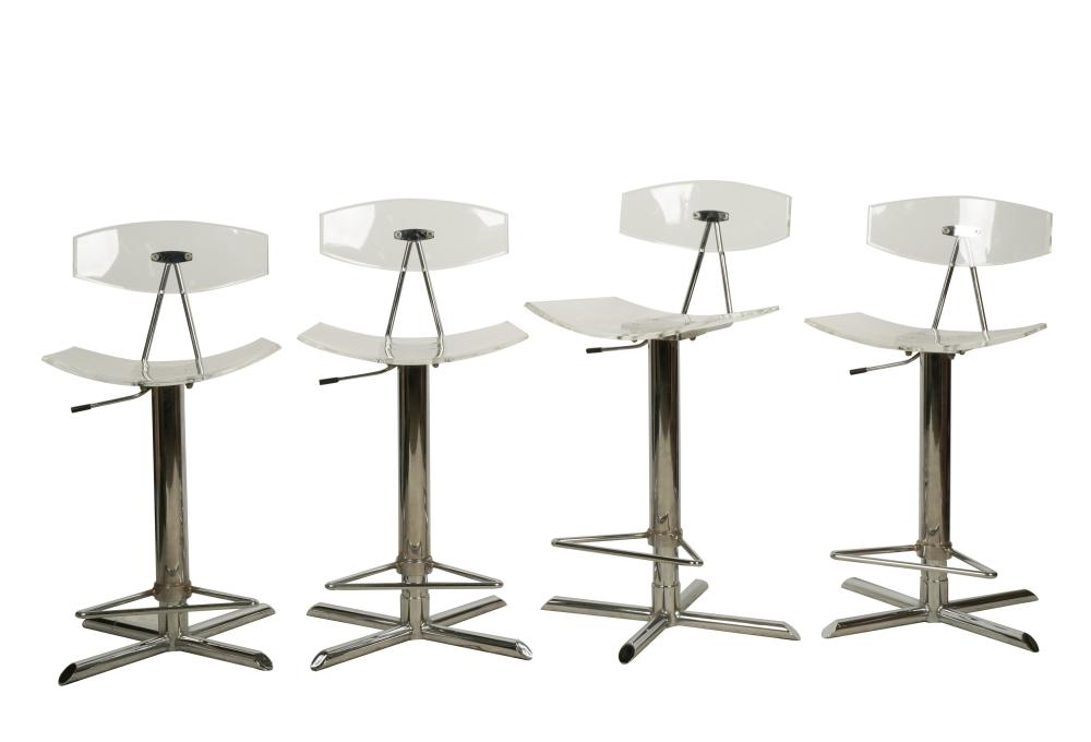 FOUR MODERNIST CHROME AND ACRYLIC