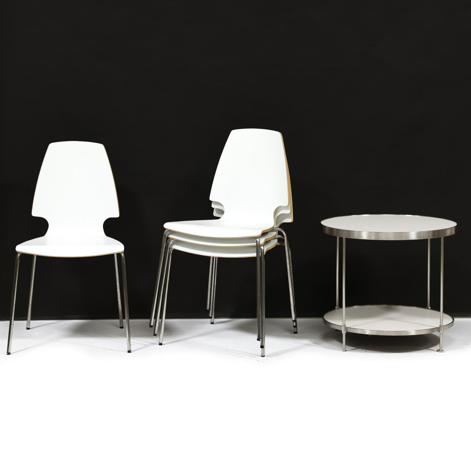 FOUR MODERNIST WHITE LAMINATE